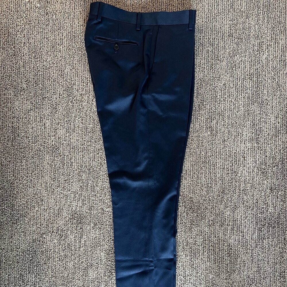 Tailored-Fit Satin Suit Trousers – Navy (30x32)